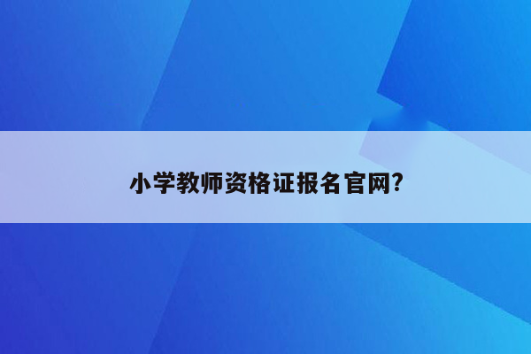 小学教师资格证报名官网?