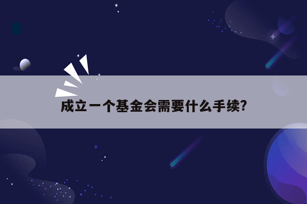 成立一个基金会需要什么手续?