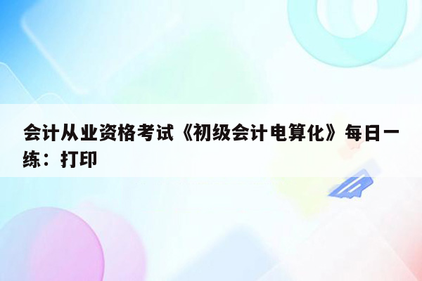 会计从业资格考试《初级会计电算化》每日一练：打印