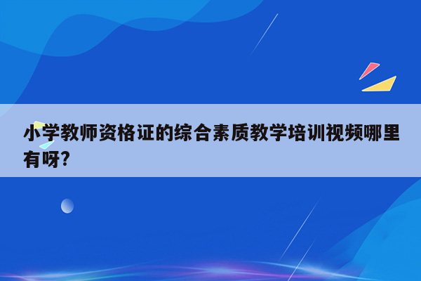 小学教师资格证的综合素质教学培训视频哪里有呀?