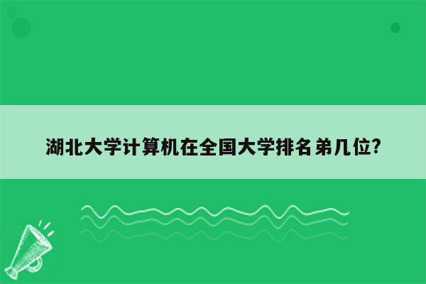 湖北大学计算机在全国大学排名弟几位?