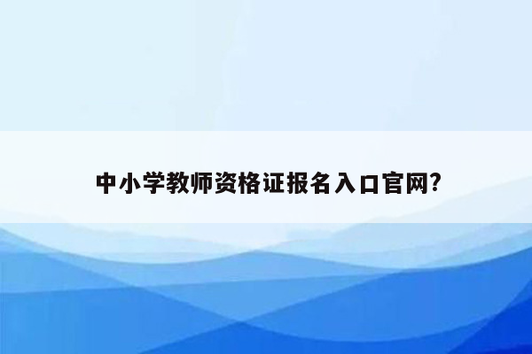 中小学教师资格证报名入口官网?