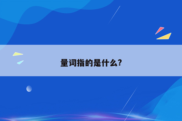 量词指的是什么?