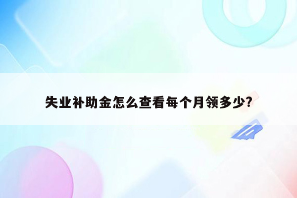 失业补助金怎么查看每个月领多少?