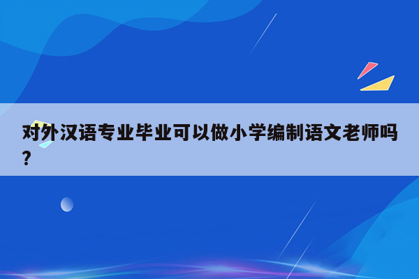 对外汉语专业毕业可以做小学编制语文老师吗?