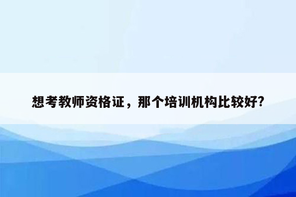 想考教师资格证，那个培训机构比较好?