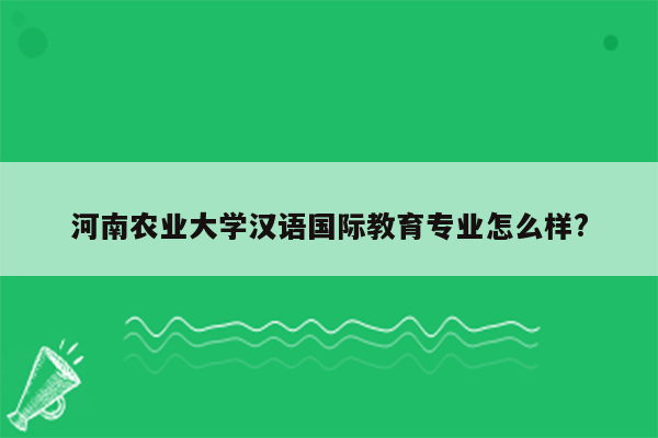 河南农业大学汉语国际教育专业怎么样?