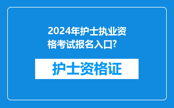 2024年护士执业资格考试报名入口?