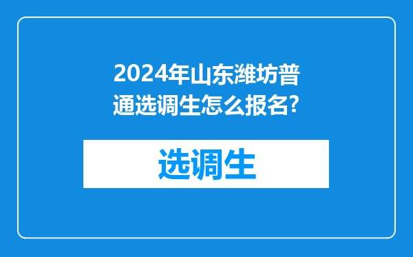 2024年山东潍坊普通选调生怎么报名?