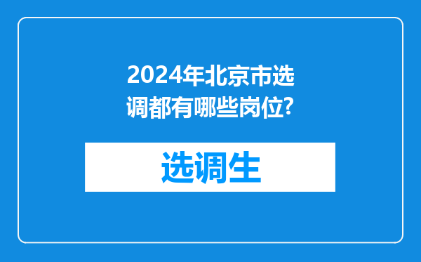 2024年北京市选调都有哪些岗位?