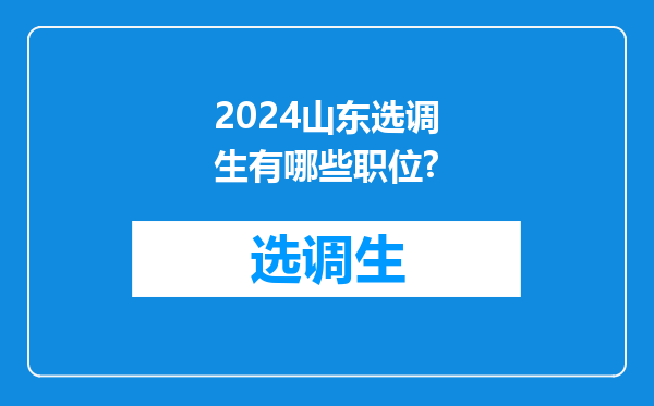 2024山东选调生有哪些职位?