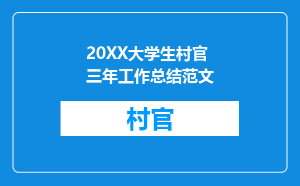 20XX大学生村官三年工作总结范文