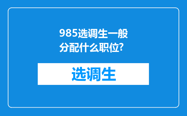 985选调生一般分配什么职位?