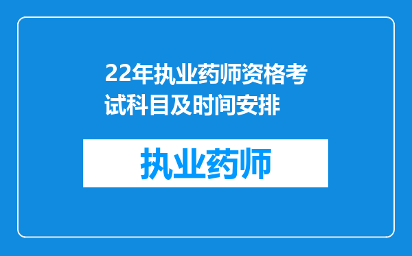 22年执业药师资格考试科目及时间安排