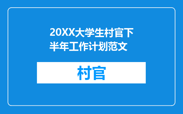 20XX大学生村官下半年工作计划范文