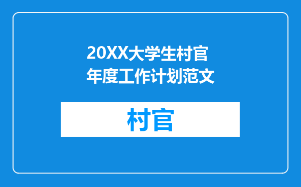 20XX大学生村官年度工作计划范文