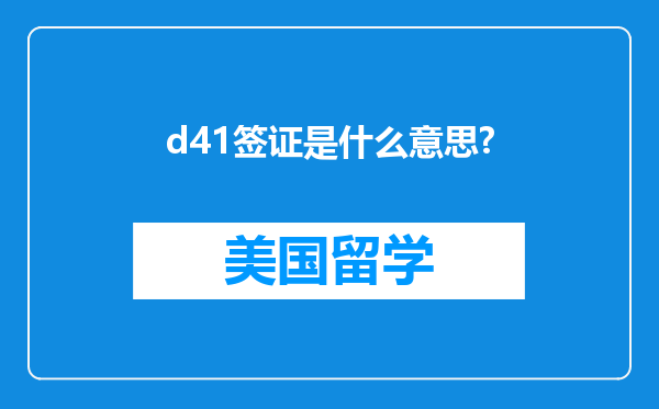 d41签证是什么意思?