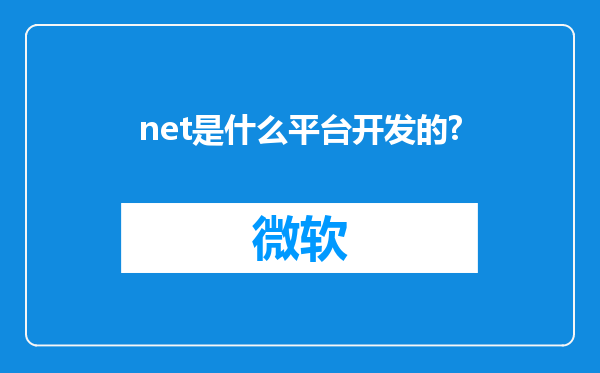 net是什么平台开发的?