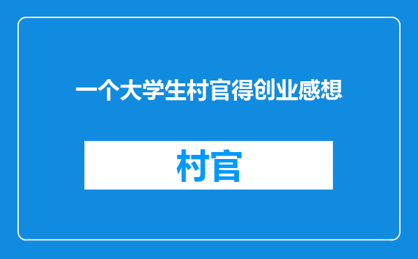 一个大学生村官得创业感想