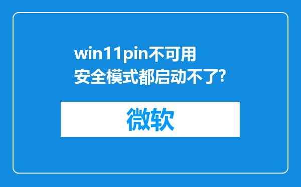 win11pin不可用安全模式都启动不了?