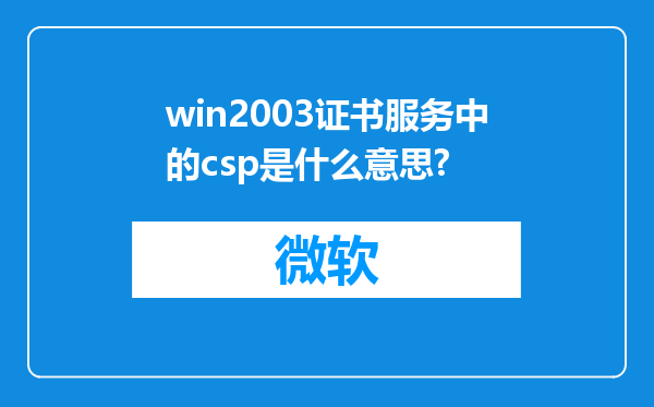 win2003证书服务中的csp是什么意思?