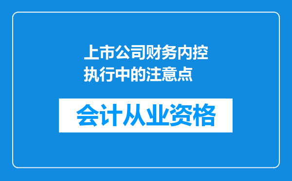 上市公司财务内控执行中的注意点