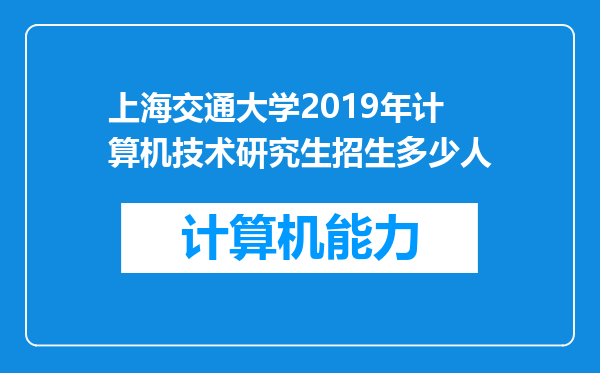 上海交通大学2019年计算机技术研究生招生多少人