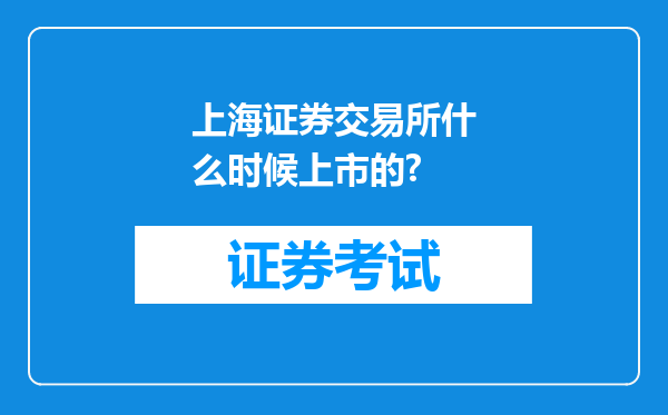 上海证券交易所什么时候上市的?