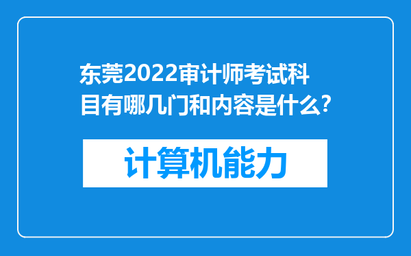 东莞2022审计师考试科目有哪几门和内容是什么？