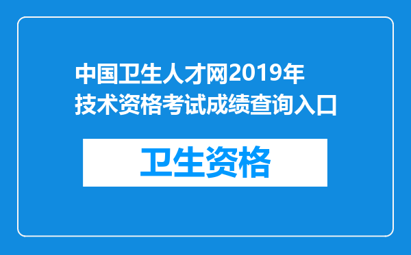 中国卫生人才网2019年技术资格考试成绩查询入口