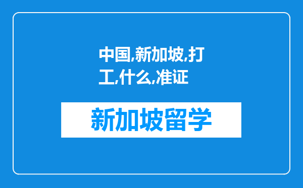 中国人在新加坡打工持什么准证不通过中介直接找工作?