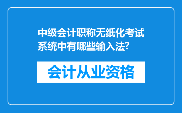 中级会计职称无纸化考试系统中有哪些输入法?