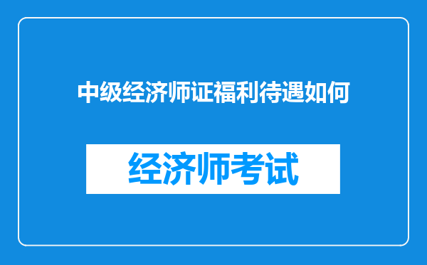 中级经济师证福利待遇如何