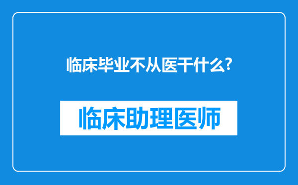 临床毕业不从医干什么?