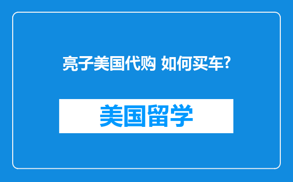 亮子美国代购 如何买车?