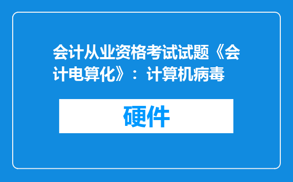 会计从业资格考试试题《会计电算化》：计算机病毒