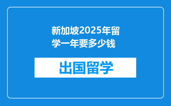 新加坡2025年留学一年要多少钱