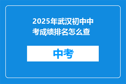 2025年武汉初中中考成绩排名怎么查