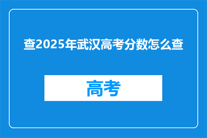 查2025年武汉高考分数怎么查