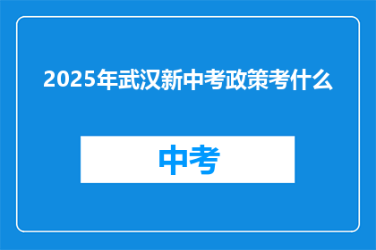 2025年武汉新中考政策考什么