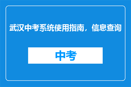 武汉中考系统使用指南，信息查询