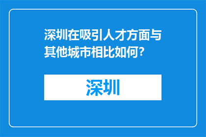 深圳在吸引人才方面与其他城市相比如何？